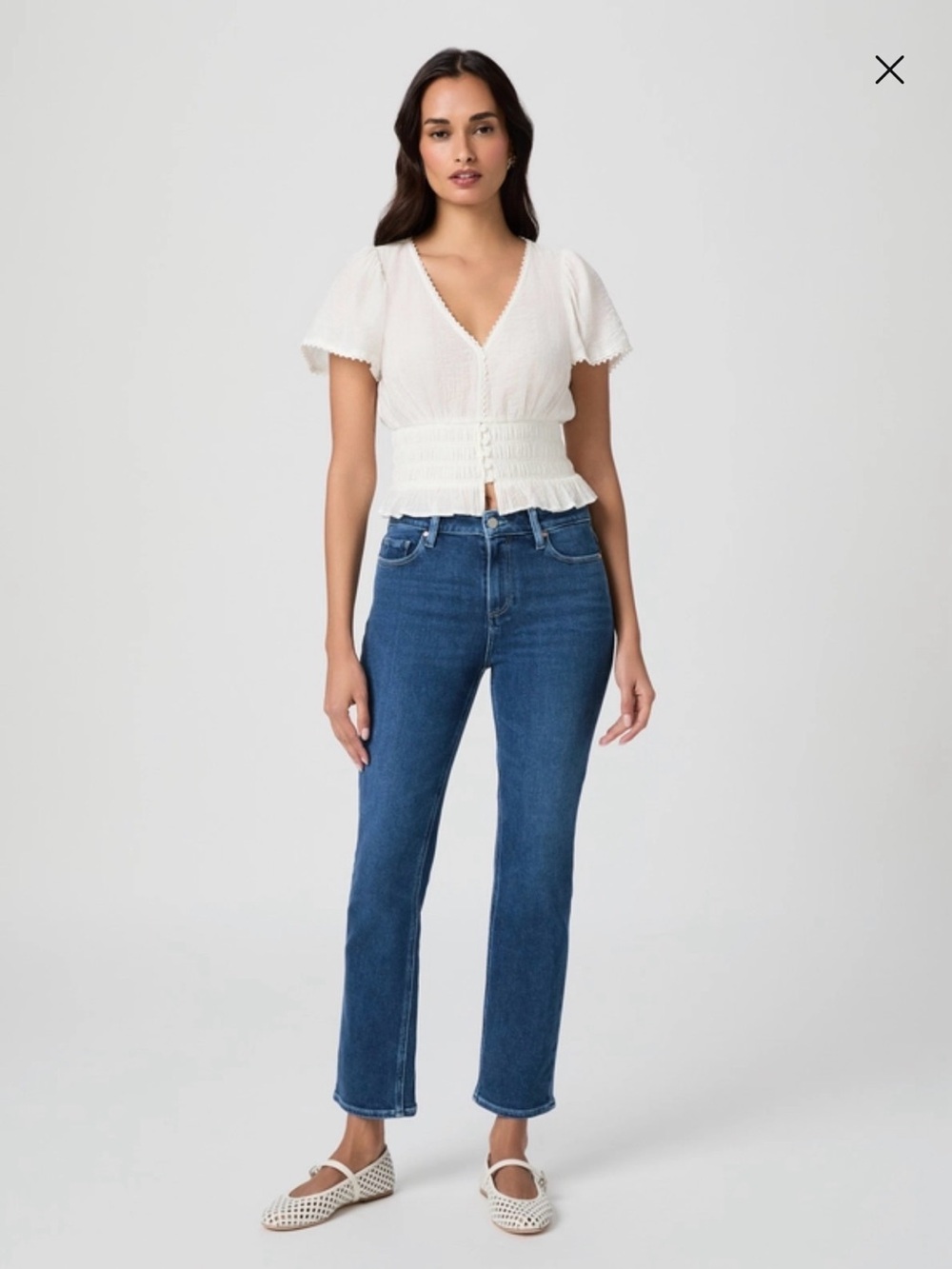PAIGE Cindy Straight-Leg Jeans in Classic Blue Denim Wash size 27